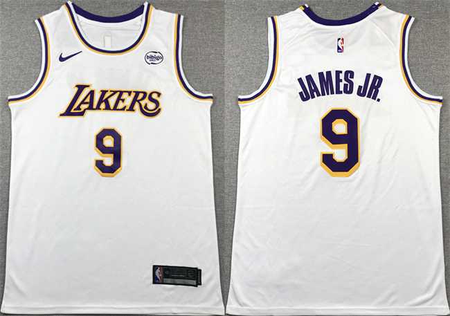 Men%27s Los Angeles Lakers #9 Bronny James Jr. White 2024 Draft Icon Edition Stitched Basketball Jersey->los angeles lakers->NBA Jersey